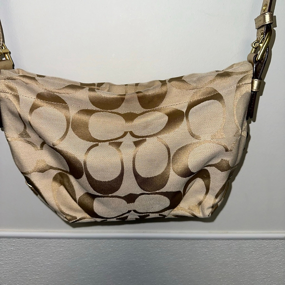Women's Coach Signature Hobo Shoulder Bag Tan/Gold One Size Y2K Style Crossbody - Picture 7 of 16